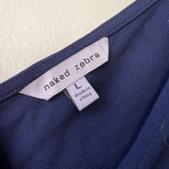 Navy Cold Shoulder Romper By Naked Zebra - L - Picture 2 of 3